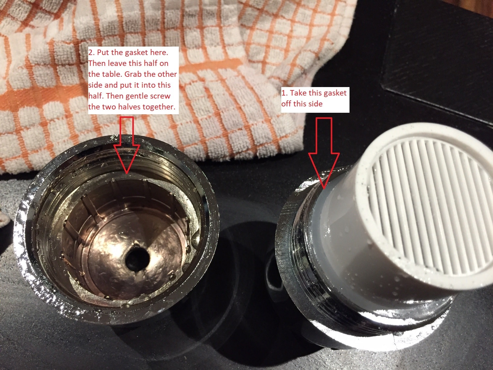 how to fix middle leak of shower filter